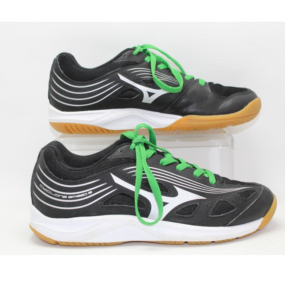 Mizuno Cyclone Speed 3 Black Green Indoor Court Shoes V1GC21800 Womens 8.5